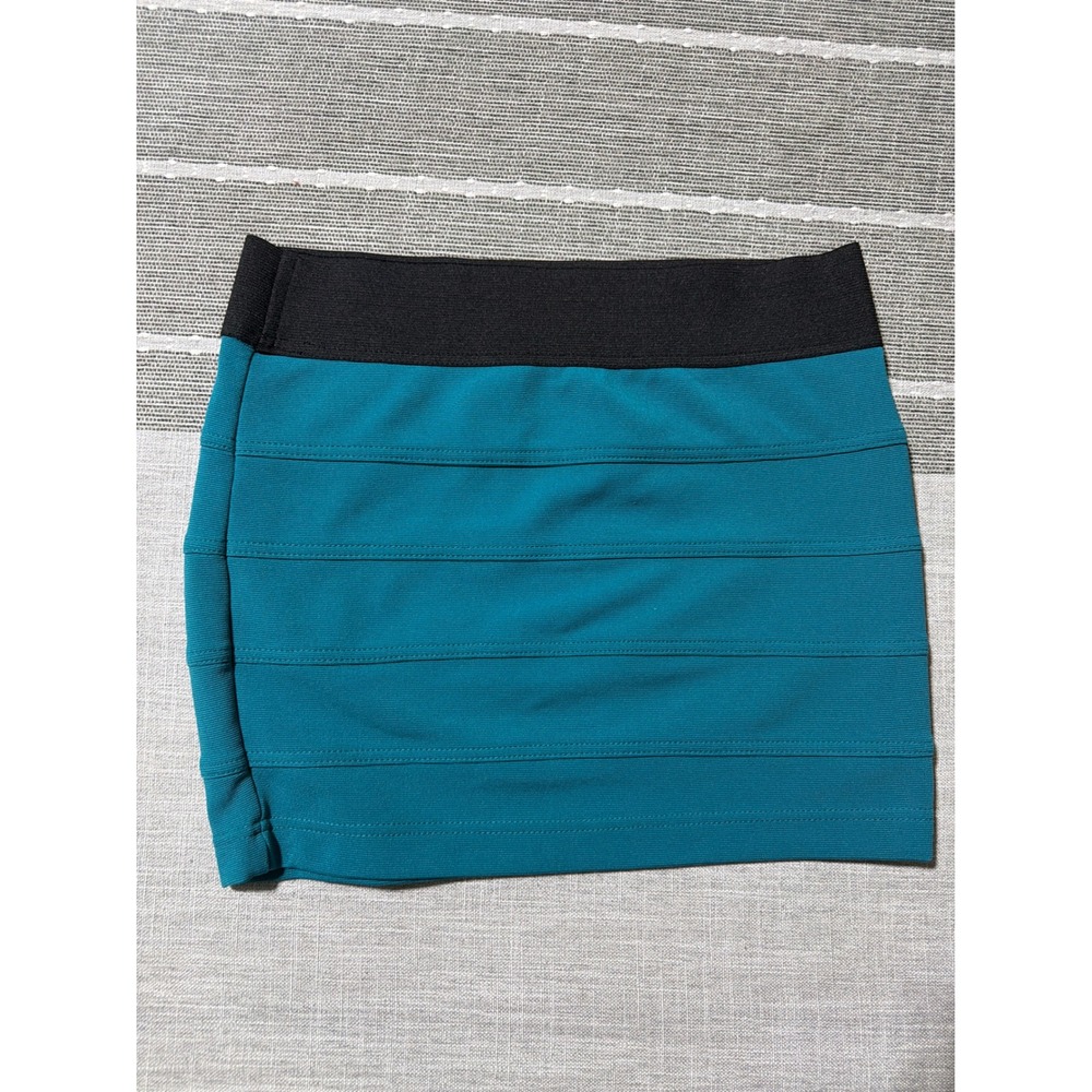 Charlotte Russe Women Teal Blue Bandage Bodycon Mini Skirt Stretch Party S